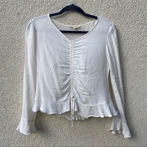 White Ruched Blouse with